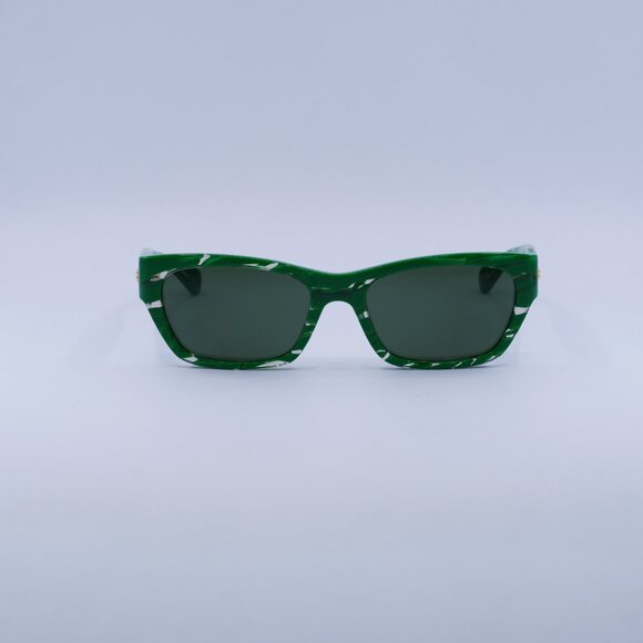 Bottega Veneta BV1143S 004 Sunglasses Green/White Rectangular Frame,Green Lenses main image 8